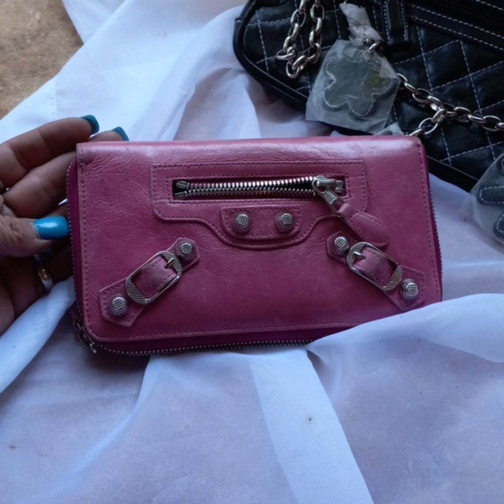 Hot pink Balenciaga wallet
